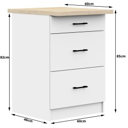 SZAFKA KUCHENNA OLIWIA S 60cm 3S BIAŁA