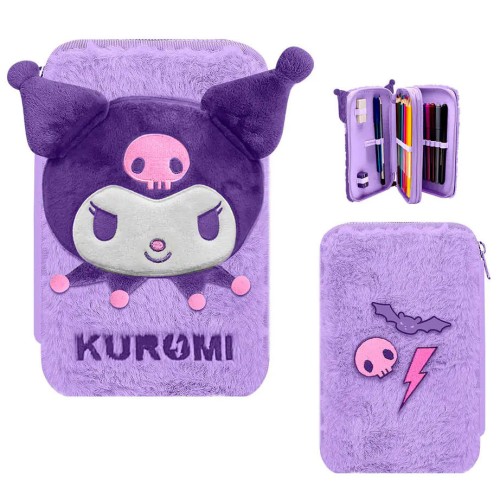 Hello Kitty Kuromi plush filled pencil case 2-level