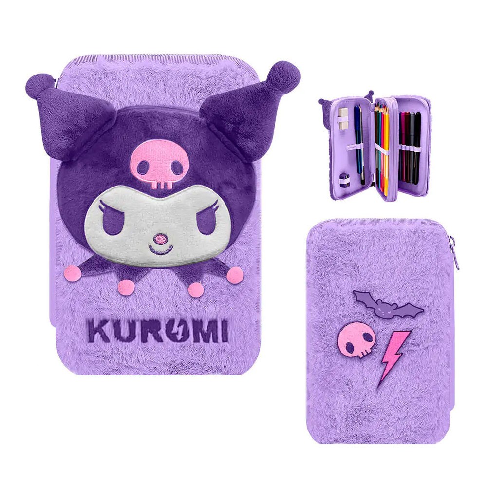 Hello Kitty Kuromi plush filled pencil case 2-level