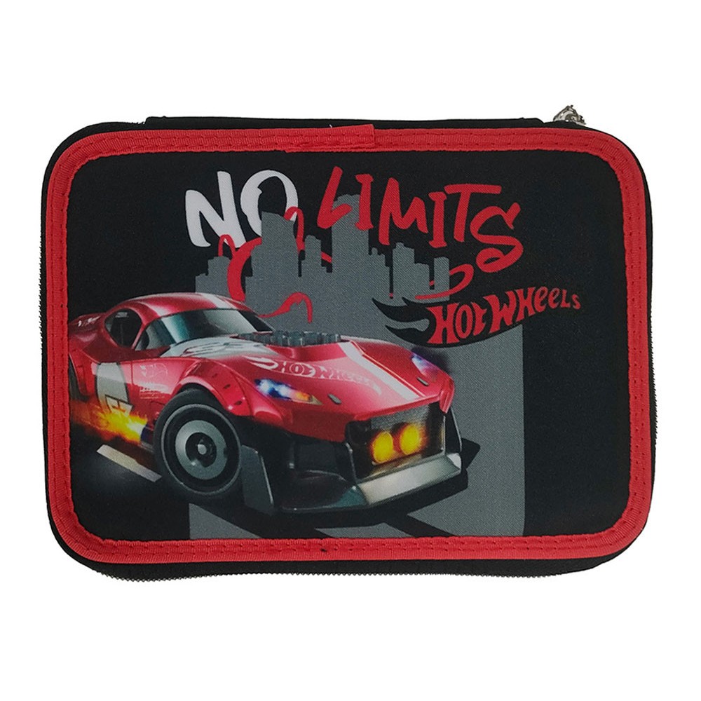 Hot Wheels No limits filled pencil case, 2 levels
