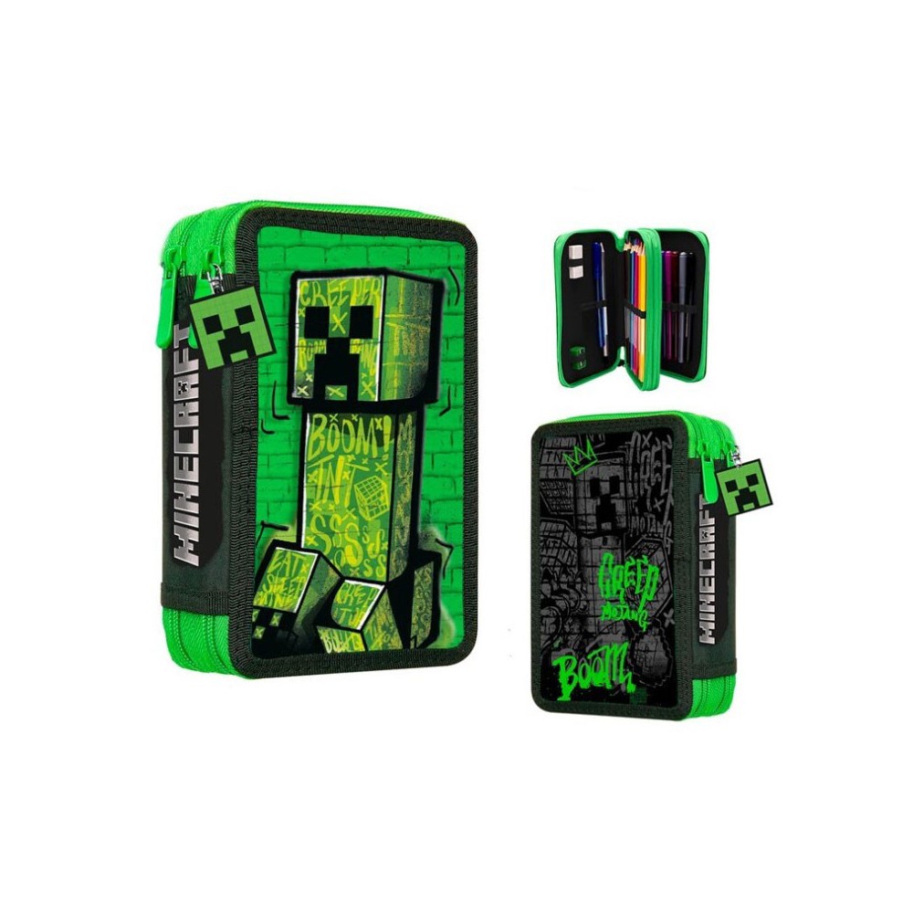 Minecraft Blocky Boom filled pencil case, 2 levels
