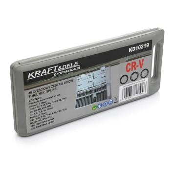 Komplet Bitów specjalnych KD10219 HEX, TORX, SPLINE 40cz.