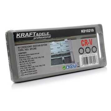 Komplet Bitów specjalnych KD10219 HEX, TORX, SPLINE 40cz.