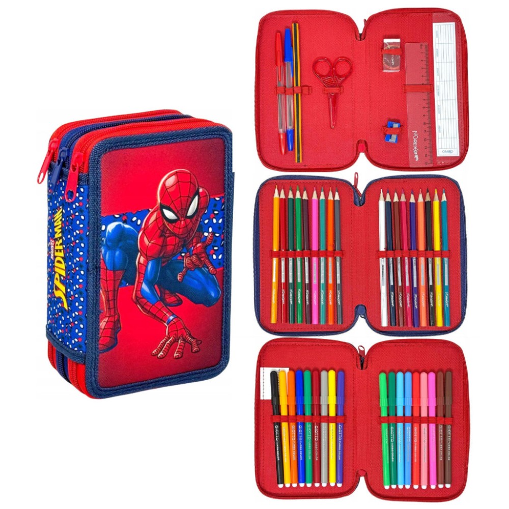 Spiderman Watching Eyes filled pencil case with 3 compartments