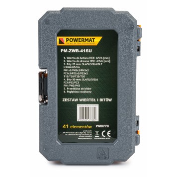 Zestaw wierteł i bitów do betonu i drewna 41 elementów PM-ZWB-41SU