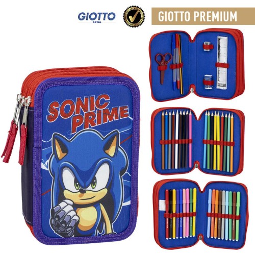 Sonic the Hedgehog Get Me  3-layer pencil case filled