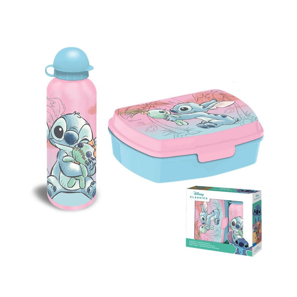 Disney Lilo and Stitch Cheeky sandwich box + aluminum bottle set