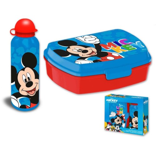 Disney Mickey  Play sandwich box + aluminum flask set