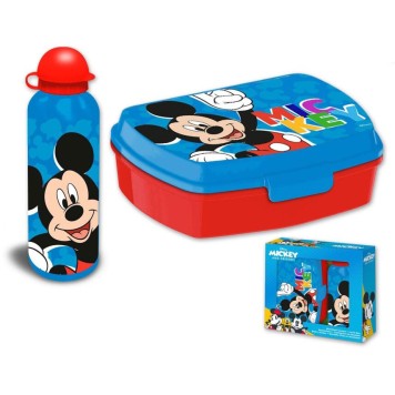 Disney Mickey  Play sandwich box + aluminum flask set