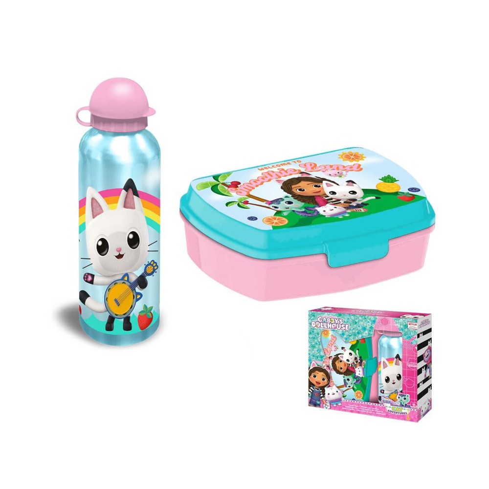 Gabby's Dollhouse Smoothie Land sandwich box + aluminum bottle set