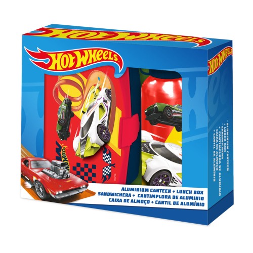 Hot Wheels sandwich box + aluminum bottle set