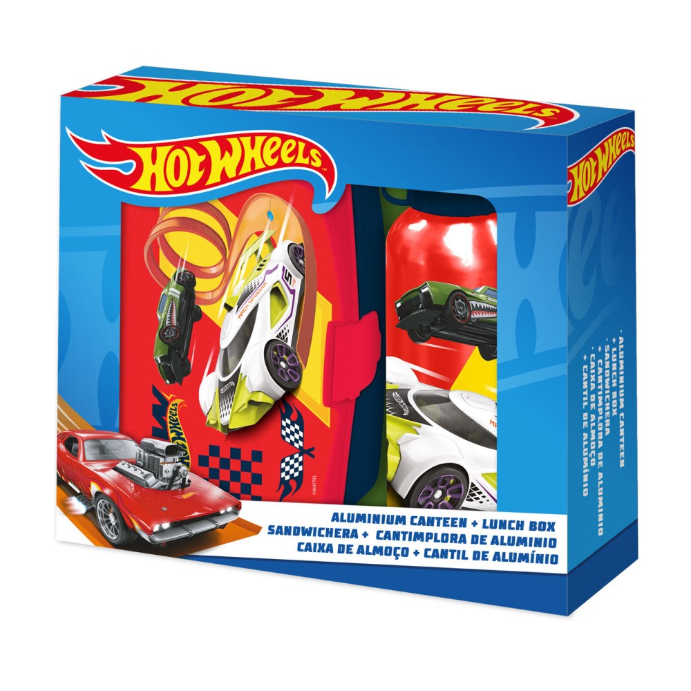 Hot Wheels sandwich box + aluminum bottle set