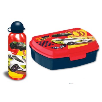 Hot Wheels sandwich box + aluminum bottle set