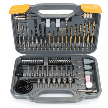 Zestaw bitów, nasadek, ściernic, wierteł do betonu, drewna i metalu 72 elementy PM-ZWB-72SU