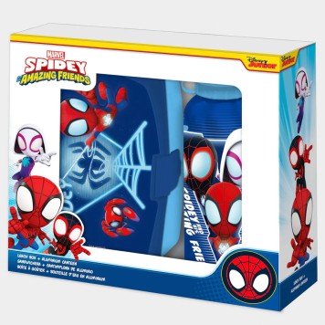 Spiderman Blue Web sandwich box + aluminum bottle set