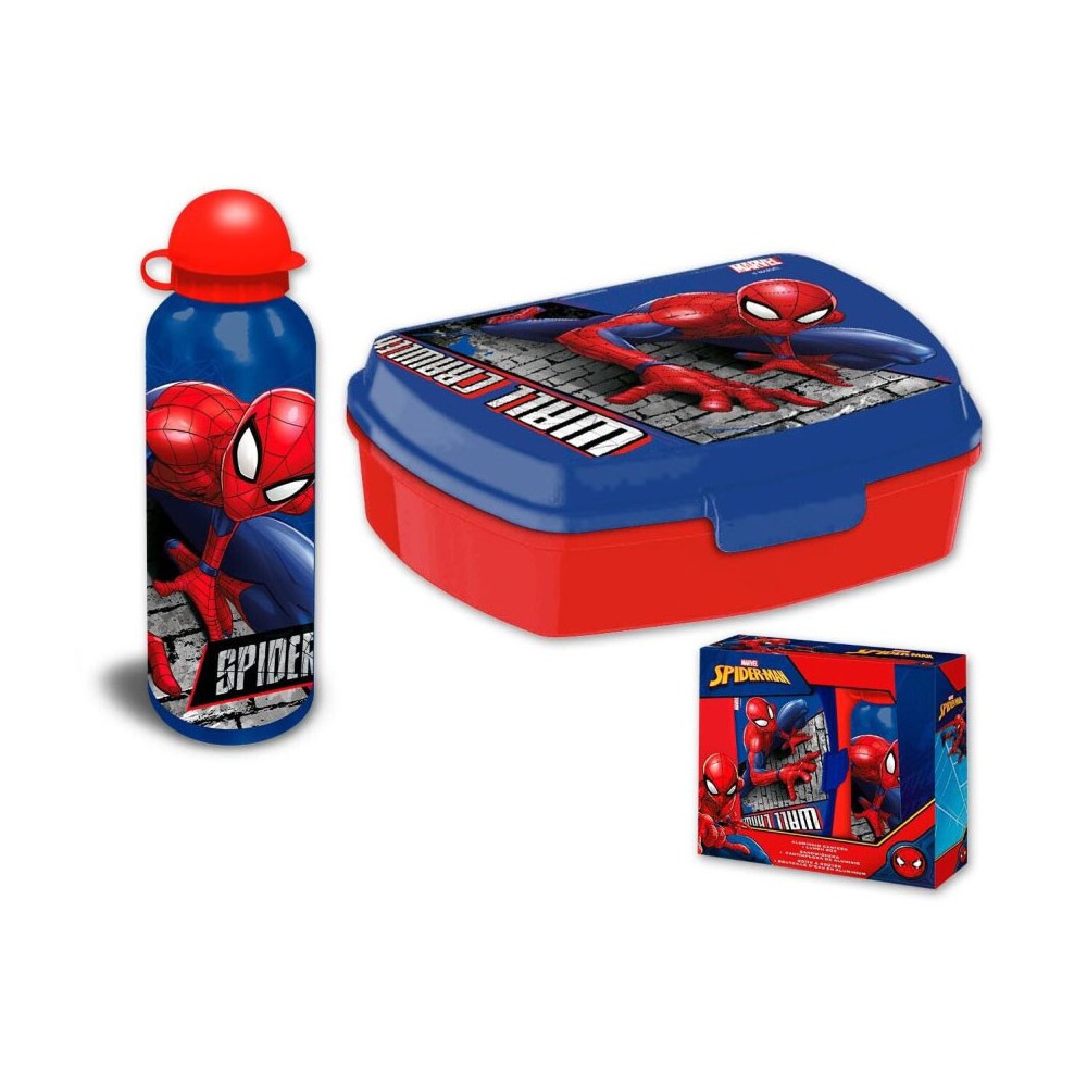 Spiderman Wall sandwich box + aluminum bottle set