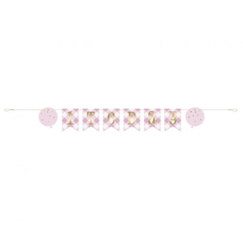 First Birthday 1st Birthday Pink paper banner 182 cm