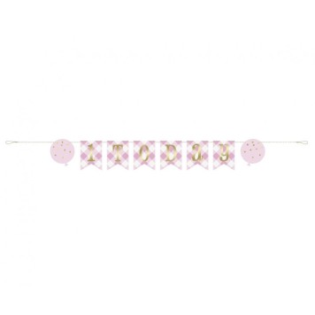 First Birthday 1st Birthday Pink paper banner 182 cm