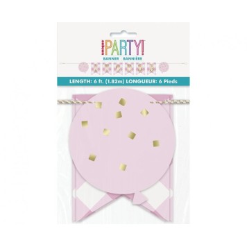 First Birthday 1st Birthday Pink paper banner 182 cm