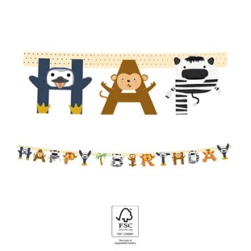 Animals Zoo Happy Birthday sign FSC 2 m