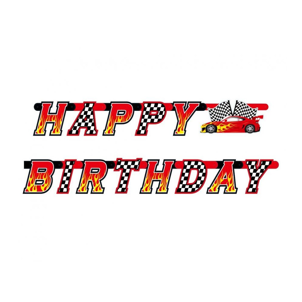 Car Racing Race Happy Birthday paper sign 220 cm