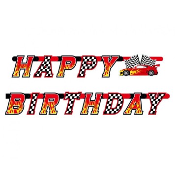 Car Racing Race Happy Birthday paper sign 220 cm