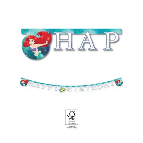 Disney Princess Ariel Curious Happy Birthday Sign FSC 2 m
