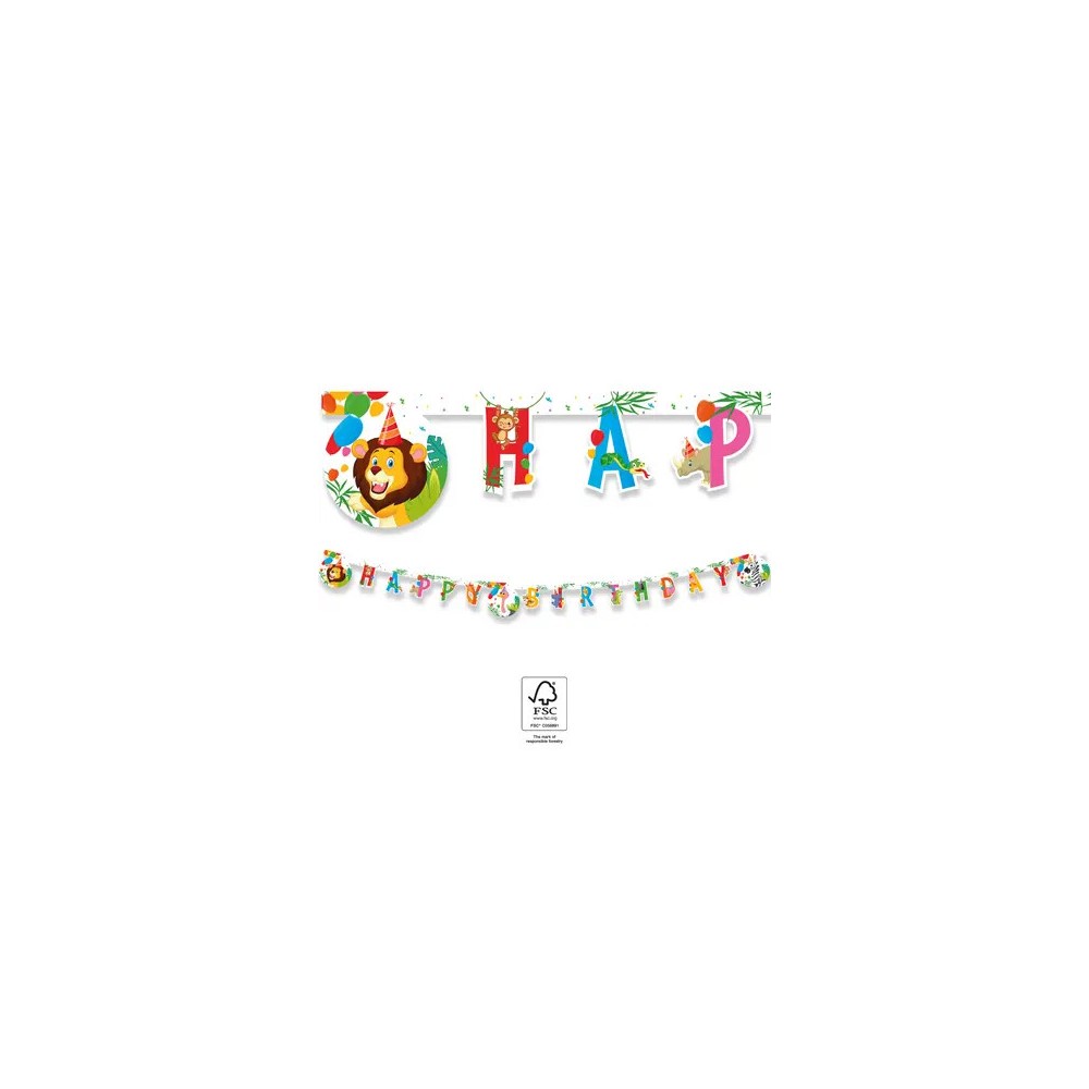 Jungle Balloons Happy Birthday sign FSC 2 m