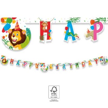 Jungle Balloons Happy Birthday sign FSC 2 m