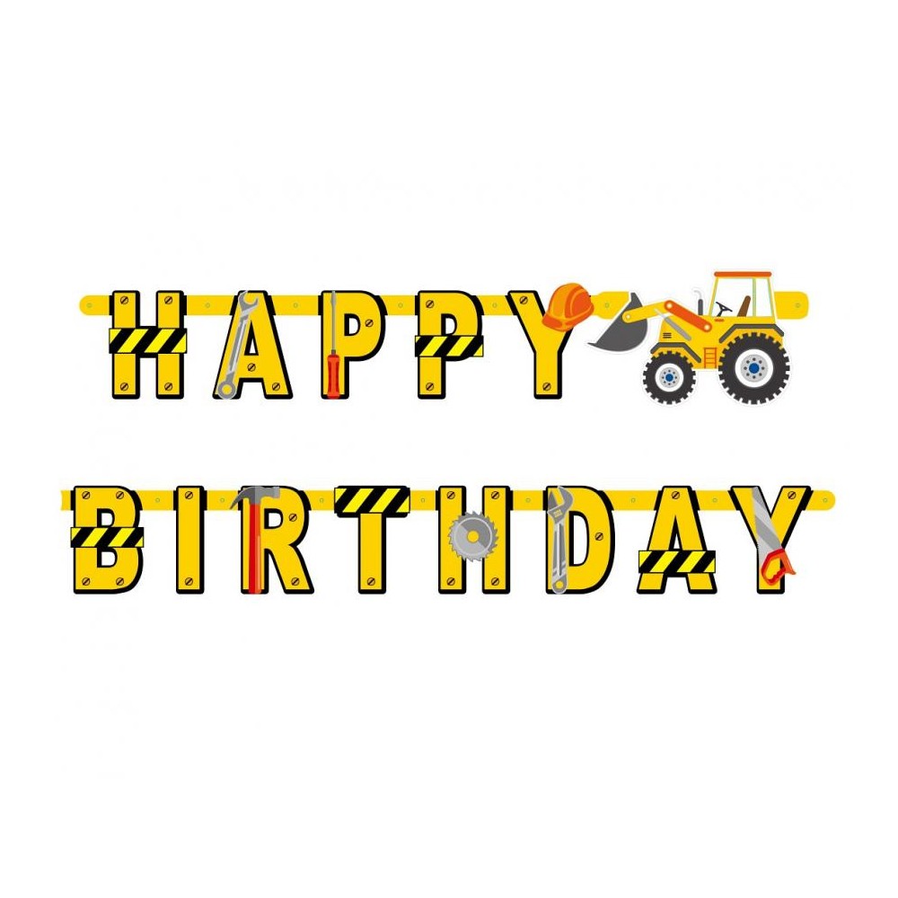 Construction Building Blocks Happy Birthday Banner 220 cm