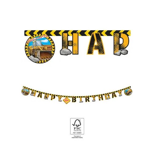 Construction Grabber Happy Birthday sign FSC 2 m