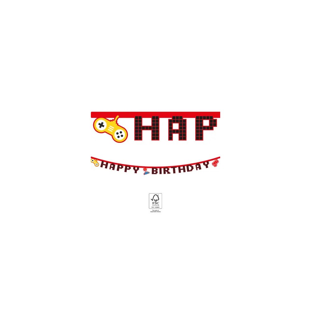 Gamer Gaming Party Happy Birthday Banner FSC 2 m