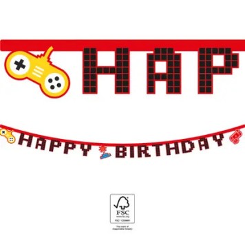 Gamer Gaming Party Happy Birthday Banner FSC 2 m