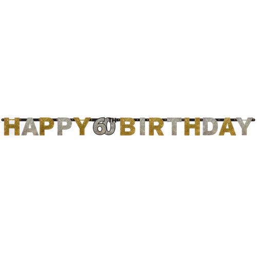 Happy Birthday Happy Birthday Gold 60 Holographic Banner 213 cm