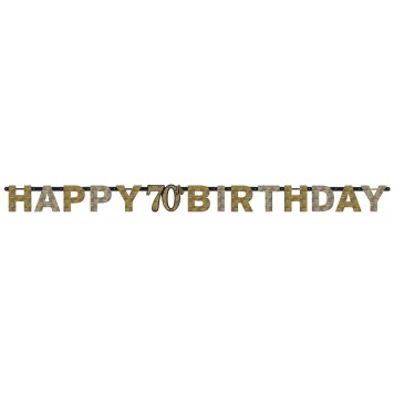 Happy Birthday Happy Birthday Gold 70 Holographic Banner 213 cm