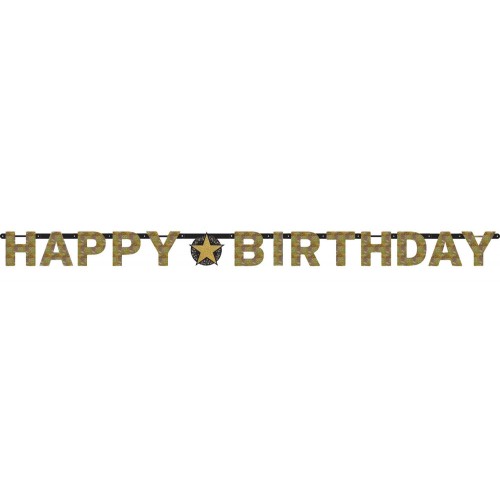 Happy Birthday Happy Birthday Gold holographic sign 213 cm