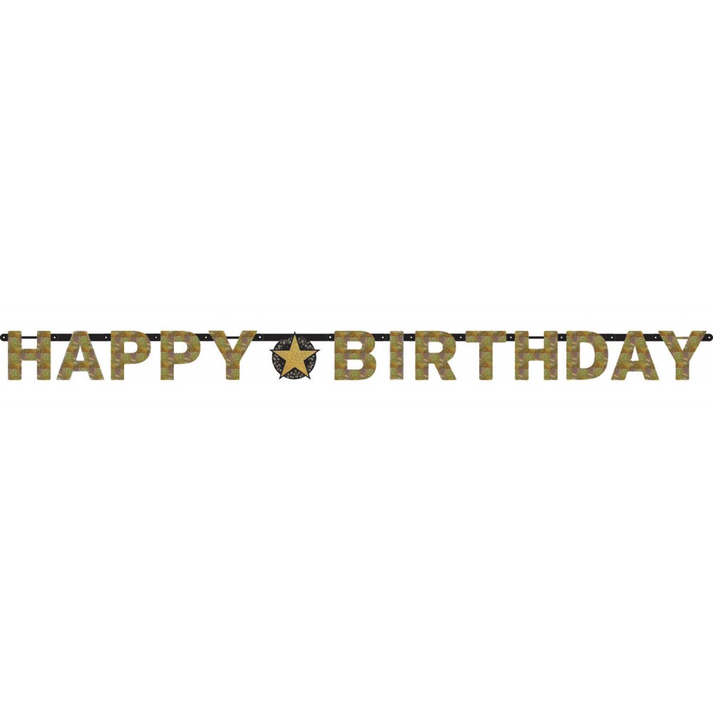 Happy Birthday Happy Birthday Gold holographic sign 213 cm