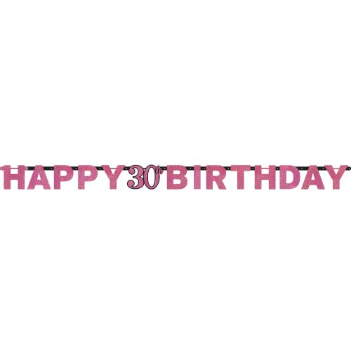 Happy Birthday Happy Birthday Pink 30 Holographic Banner 213 cm