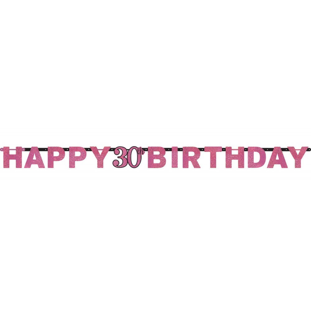 Happy Birthday Happy Birthday Pink 30 Holographic Banner 213 cm