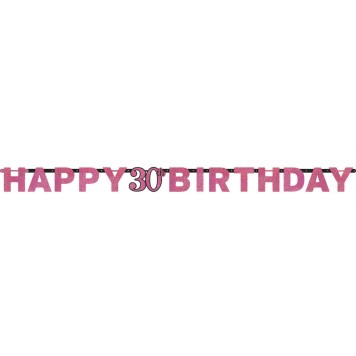 Happy Birthday Happy Birthday Pink 30 Holographic Banner 213 cm