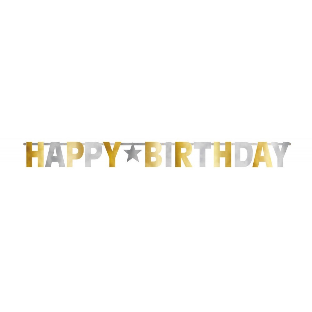 Happy Birthday Happy Birthday Silver, Gold Giant Sign 320 cm