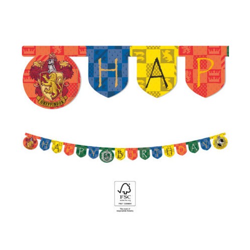 Harry Potter Hogwarts Houses Happy Birthday Sign FSC 2 m