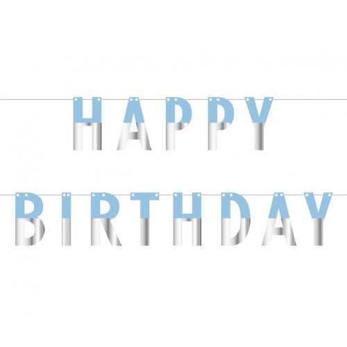 Happy Birthday Blue Silver Blue Happy Birthday paper sign 160 cm