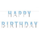 Happy Birthday Blue Silver Blue Happy Birthday paper sign 160 cm