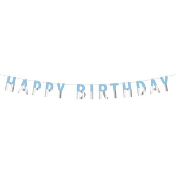 Happy Birthday Blue Silver Blue Happy Birthday paper sign 160 cm