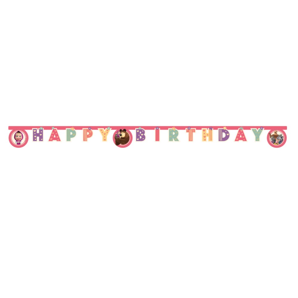 Masha and the Bear Sweet Heart Happy Birthday sign 200 cm FSC