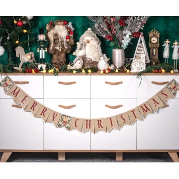 Merry Christmas Brown Bow felirat 250 cm