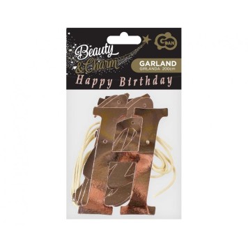 Happy Birthday Metallic Rose Gold Happy Birthday sign 200 cm