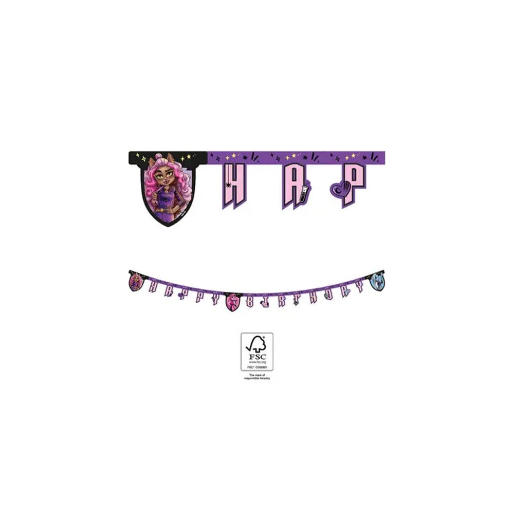 Monster High Friends Happy Birthday sign FSC 2 m