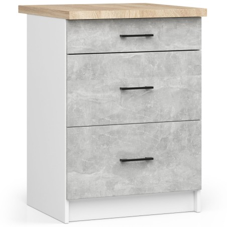 Szafka OLIWIA S60 3SZ + BLAT BIAŁA / BETON